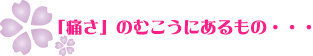 「痛さ」のむこうにあるもの・・・